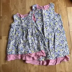 アプレレクール 90サイズ　120サイズ　お揃い花柄リバーシブルワンピース