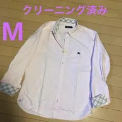 バーバリーブラックレーベル 長袖BDシャツ 刺繍ホースロゴ ノバチェック ピンク