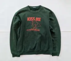 風刺プリント スウェット グリーン古着
