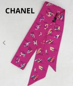 シャネル　ヘアーバンド　シルクスカーフ　アクセサリー　ピンク