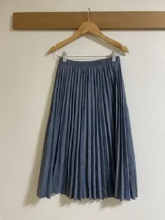 グレー プリーツスカート ゴムウエスト