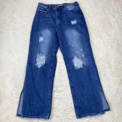 YMI サイドスリット ダメージデニム サイズ15/32 ブルー 32-142