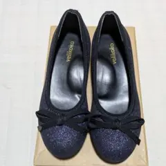 【超美品】velikoko フラットシューズ ネイビー ラメ 21.0cmのサムネイル