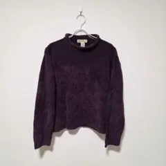 美品✨ エディーバウアー 長袖 モックネック ニット パープル セーター 【M】のサムネイル