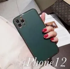 iPhone12ケース レザーカバー グリーン 上品 無地シンプル g 可愛い