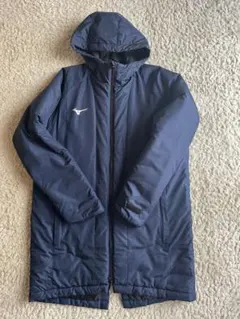 お値下げ中！【美品】Mizuno フード付きロングダウンジャケット L 黒 ミズノ MIZUNO レディース ベンチコート ミズノハイブリッド