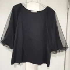 INÉD ブラック シフォン 五分袖 トップス