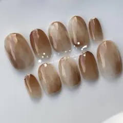 【no,1】ちゅるちゅるブラウンニュアンスネイル