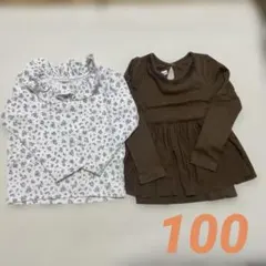 長袖 トップス セット 100 しまむら　韓国子供服　女の子　フリル　ロンT