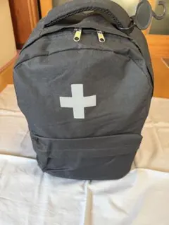 防災リュック ブラックバックパック 反射クロス付き