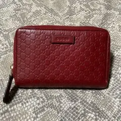 GUCCI マイクロシマ GG オーガナイザー ラウンドファスナー 赤