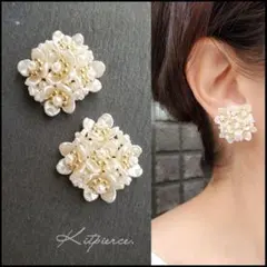 No.134 数量限定 ミニパールフラワー꙳★*゜上品ホワイトピアス イヤリング