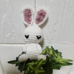 ウサギのあみぐるみ キーホルダー付き