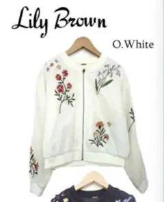 【即日発送】Lily Brown リバーシブルメッシュ刺繍ブルゾン ホワイト