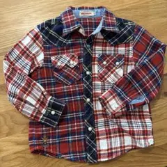 miki HOUSE チェック柄長袖シャツ 100 秋冬