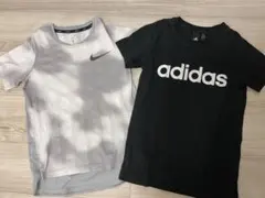 2枚★ナイキアディダスTシャツセットNIKE adidasグレー黒ノースフェイス