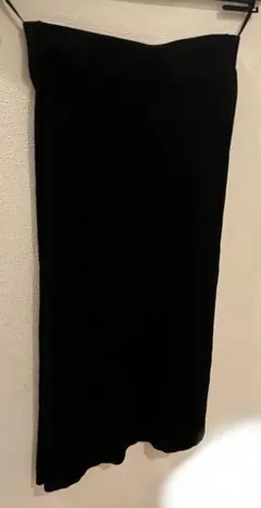 リブ素材 タイトロングスカート ブラック