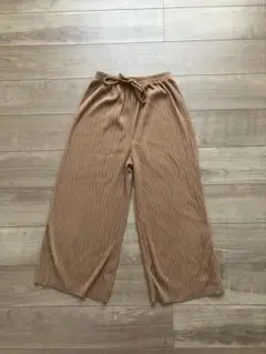 ストライプ ベージュ ワイドパンツ
