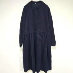 ネイビー コーデュロイ ロング ワンピース 大きいサイズ フリーサイズ
