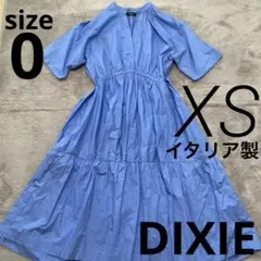ディクシー ティアードワンピース 半袖　0 XS ブルー 青 イタリア製 綿