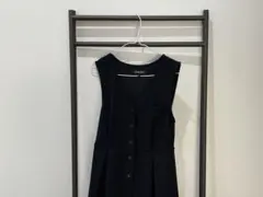 【オフィス 事務服 ボタン・リボン付き ワンピース】