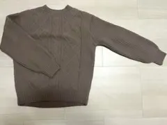 ブラウン 長袖 ニット セーター ケーブル編み