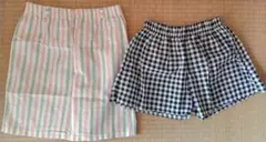 ストライプタイトスカート ギンガムチェックキュロット2点セットまとめ売り