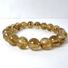 【高透明・箱付10mm】ゴールドルチルクォーツ ブレスレット 金針入り 天然石