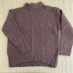 リブ編み長袖セーター M-L ブラウン