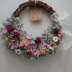 ドライフラワーハーフリース〜貝細工*千日紅*pink゜・*:.。❁ - メルカリ