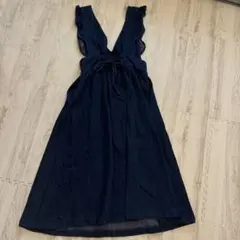 デニム サロペット スカート フリル レースアップ