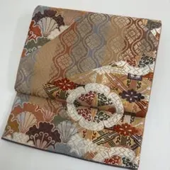 袋帯 金糸 菊花 大ぶり 華やか グレー 着物 帯 042k d - メルカリ