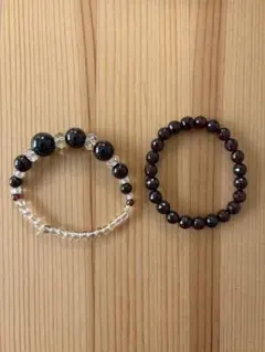 天然石ブレスレット　ガーネット2本セット