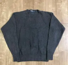90s ポロバイラルフローレン コットンニット ダークグレー M