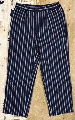GU ネイビー ストライプ ワイドパンツ