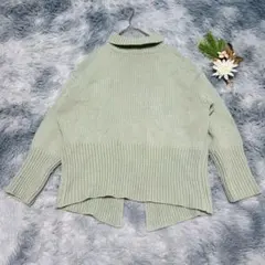 ur's ユアーズ (M) 長袖 バックスリットニット　セーター ハイネック 緑