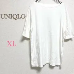 ユニクロ リブボートネックT 5分袖 レディース 古着 Tシャツ