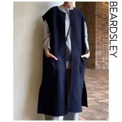 BEARDSLEY ウール羽織　ネイビー　ビアズリー　アウター　ベスト　ジレ