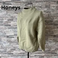 Honeys オリーブグリーン ハイネックニットセーター　M アクリル　ウール