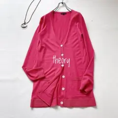【美品】theory セオリー 長袖カーディガン S ピンク系 ウール100%のサムネイル