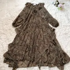 極美品✨イエナラブークル　ティアードワンピース　マキシ丈　総柄　花柄　フリル