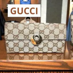 GUCCI グッチ　長財布　二つ折り　レザー　キャンバス　GG柄　ピンク　札入れのサムネイル