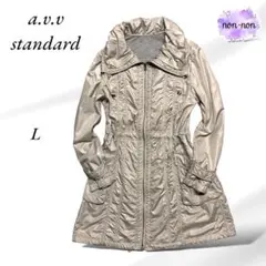 A720.アヴェヴェ/ロングコート【L】サイズ40/ベージュ/ドローストリング