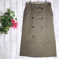 【ジーユー】 スカート ロングスカート タイト ミディ ミモレ丈 オリーブ XL