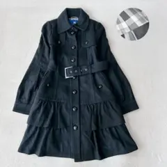 美品✨バーバリーブルーレーベル　ロングコート　ノバチェック　ベルト　フリル　36