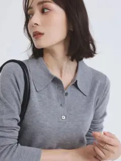 ROSARYMOON Polo Knit Top ポロニット ノースリ グレー ROSARYMOON Polo Knit Top ポロニット ノースリ グレー - メルカリ