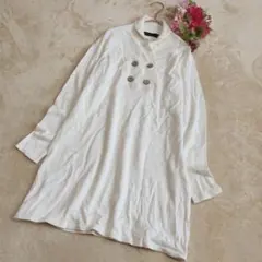 【アンナニコラ】ショールカラー長袖 ニットチュニック 大人可愛い アイボリー Ｍのサムネイル