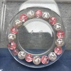 瑪瑙　宝瓶天珠+桜彫り水晶ブレス　1-99