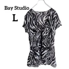 Bay Studio ゼブラ柄 半袖 チュニック ブラック 夏 L