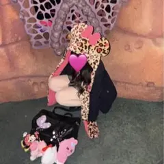 ディズニー ミニー ヒョウ柄 ファンキャップ マフラー ピンク